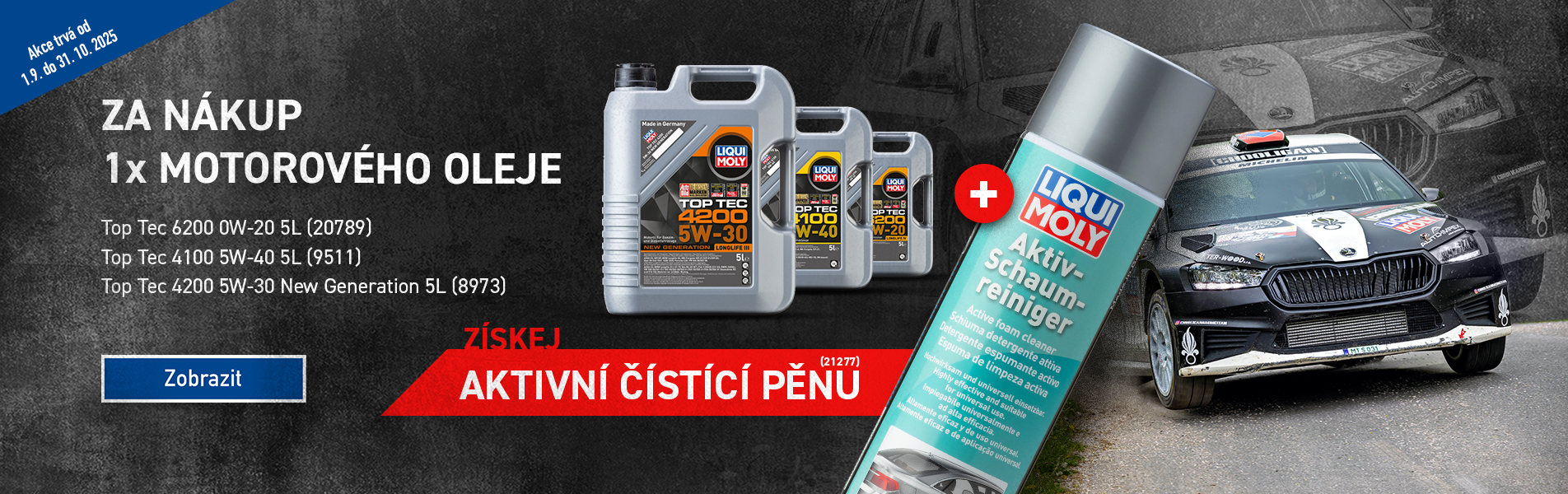 Akce 5L motorový olej - 1x čistící pěna - 09-10/2025