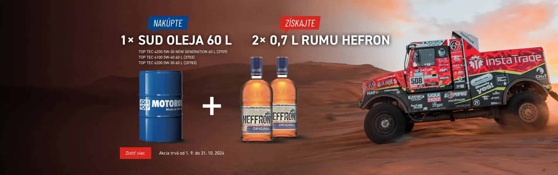 2024 - 09 - Akcia za nákup suda oleja 60L + HEFFRON rum 0,7L